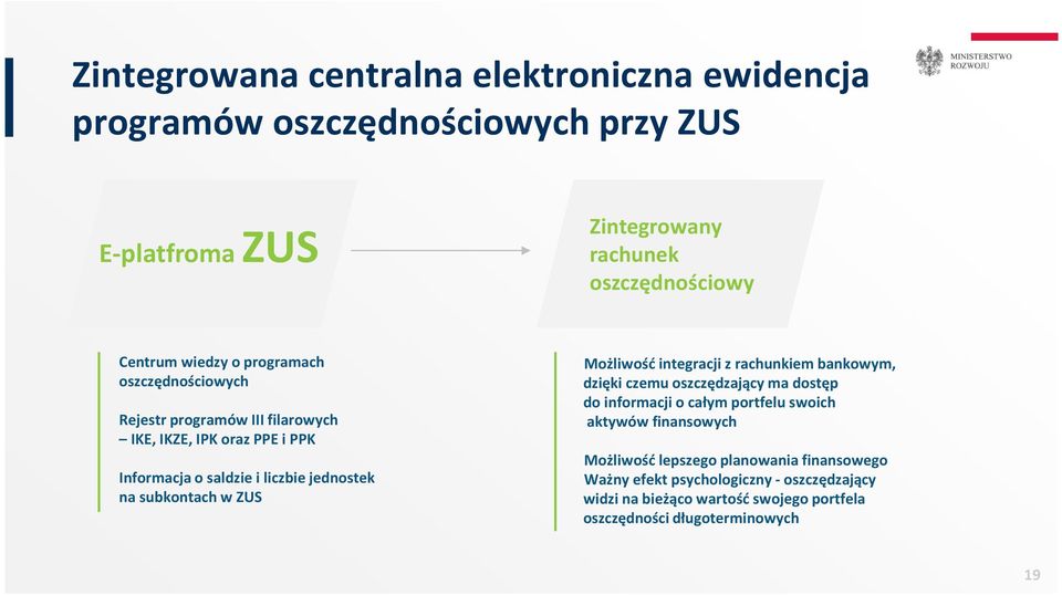 subkontach w ZUS Możliwość integracji z rachunkiem bankowym, dzięki czemu oszczędzający ma dostęp do informacji o całym portfelu swoich aktywów