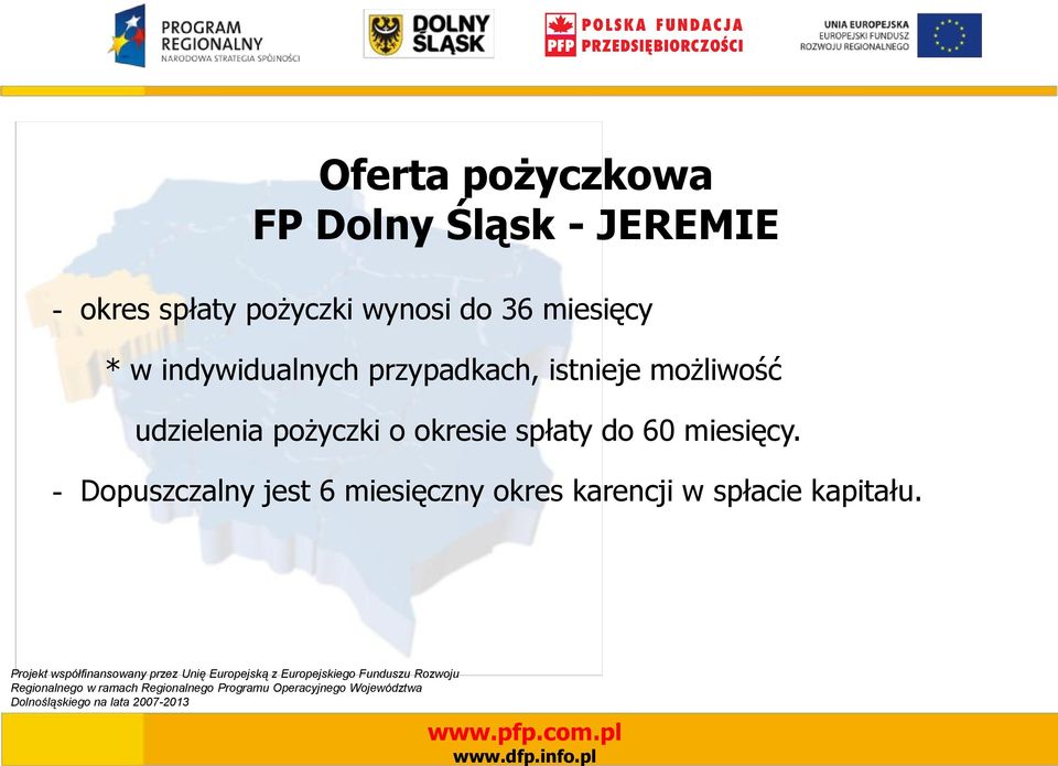 istnieje możliwość udzielenia pożyczki o okresie spłaty do 60