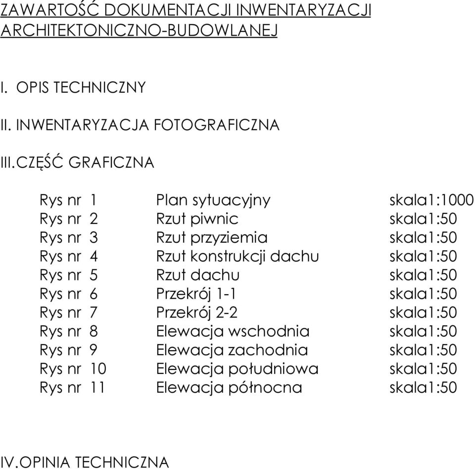 konstrukcji dachu skala1:50 Rys nr 5 Rzut dachu skala1:50 Rys nr 6 Przekrój 1-1 skala1:50 Rys nr 7 Przekrój 2-2 skala1:50 Rys nr 8