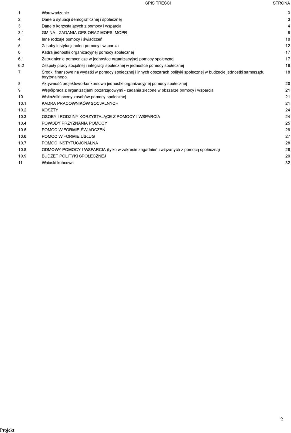 1 Zatrudnienie pomocnicze w jednostce organizacyjnej pomocy społecznej 17 6.