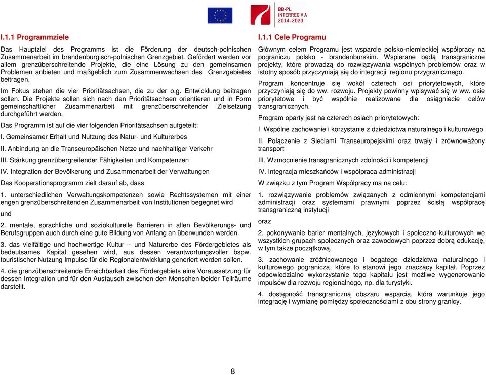 Im Fokus stehen die vier Prioritätsachsen, die zu der o.g. Entwicklung beitragen sollen.