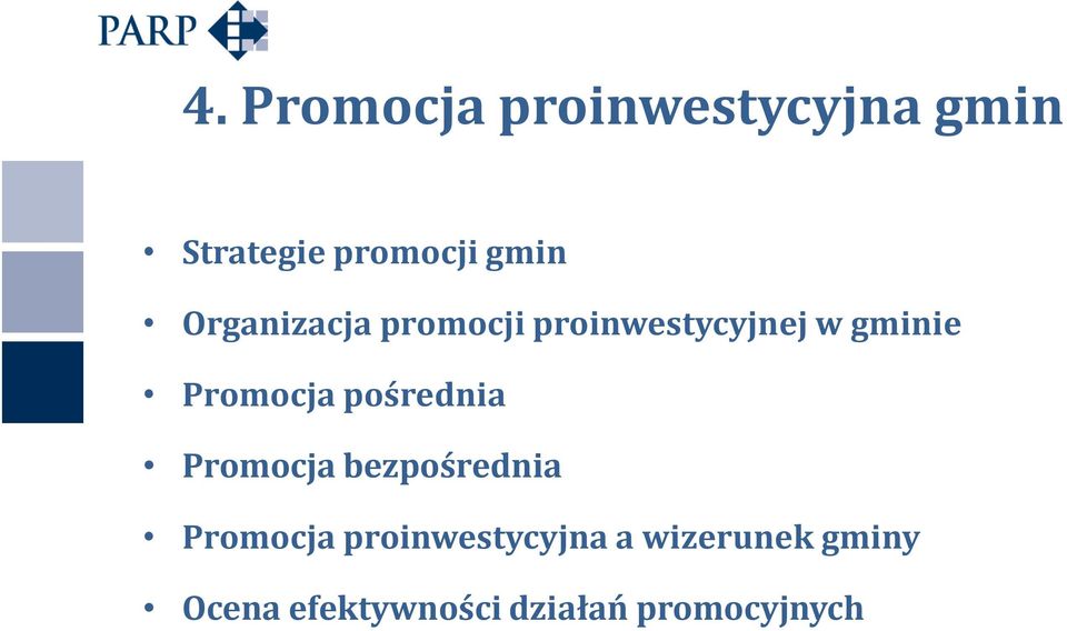 pośrednia Promocja bezpośrednia Promocja proinwestycyjna