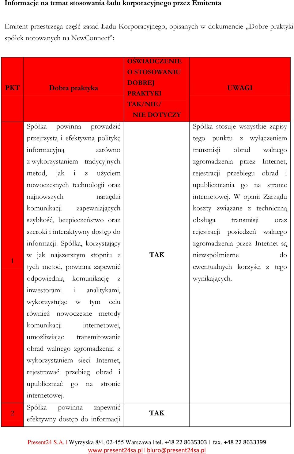 wyłączeniem informacyjną zarówno transmisji obrad walnego z wykorzystaniem tradycyjnych zgromadzenia przez Internet, metod, jak i z użyciem rejestracji przebiegu obrad i nowoczesnych technologii oraz