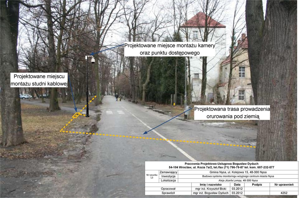 Projektowana trasa prowadzenia orurowania pod ziemią L3