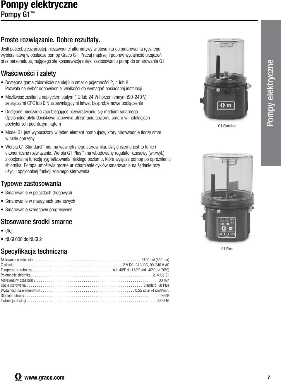 Właściwości i zalety Dostępna gama zbiorników na olej lub smar o pojemności 2, 4 lub 8 l.