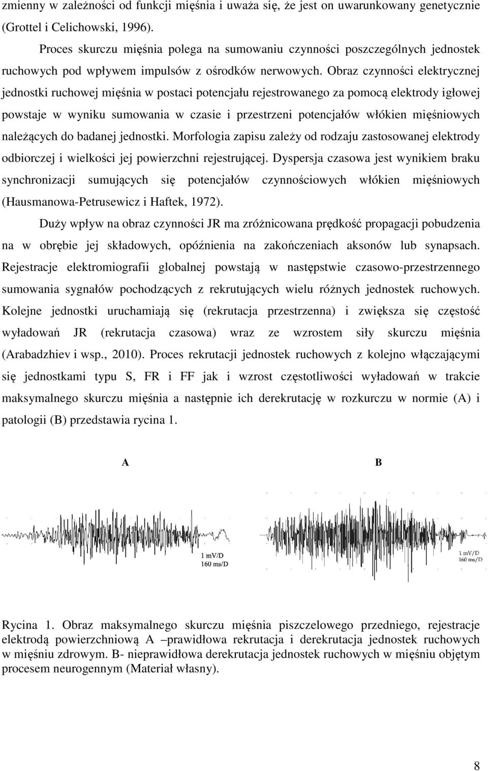 Obraz czynności elektrycznej jednostki ruchowej mięśnia w postaci potencjału rejestrowanego za pomocą elektrody igłowej powstaje w wyniku sumowania w czasie i przestrzeni potencjałów włókien