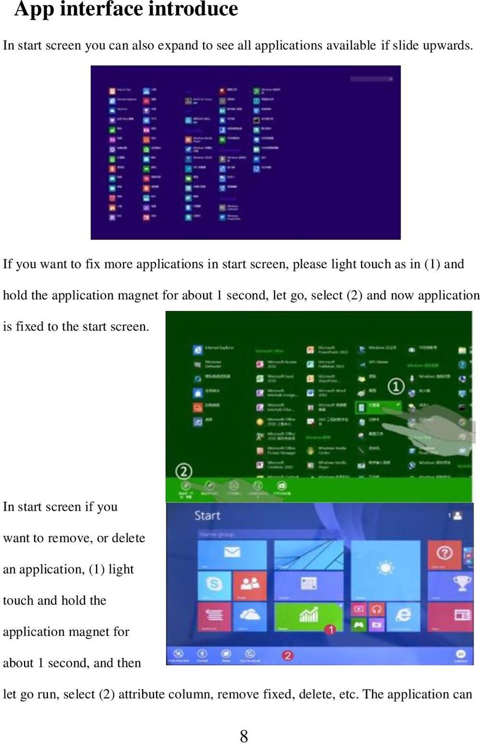 let go, select (2) and now application is fixed to the start screen.