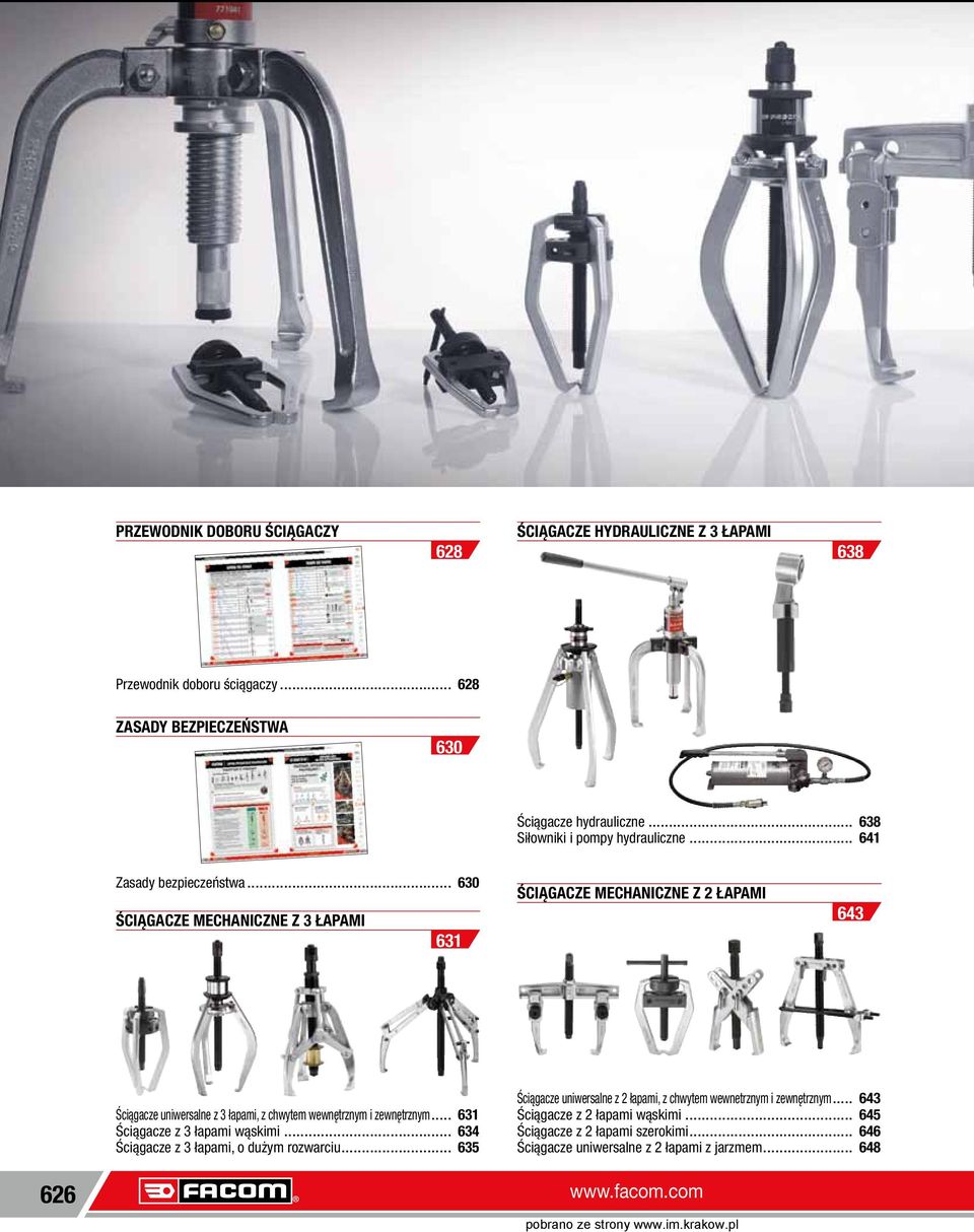 .. 630 mechaniczne z 3 ŁAAMI 631 mechaniczne z 2 ŁAAMI uniwersalne z 3 łapami, z chwytem wewnętrznym i zewnętrznym.