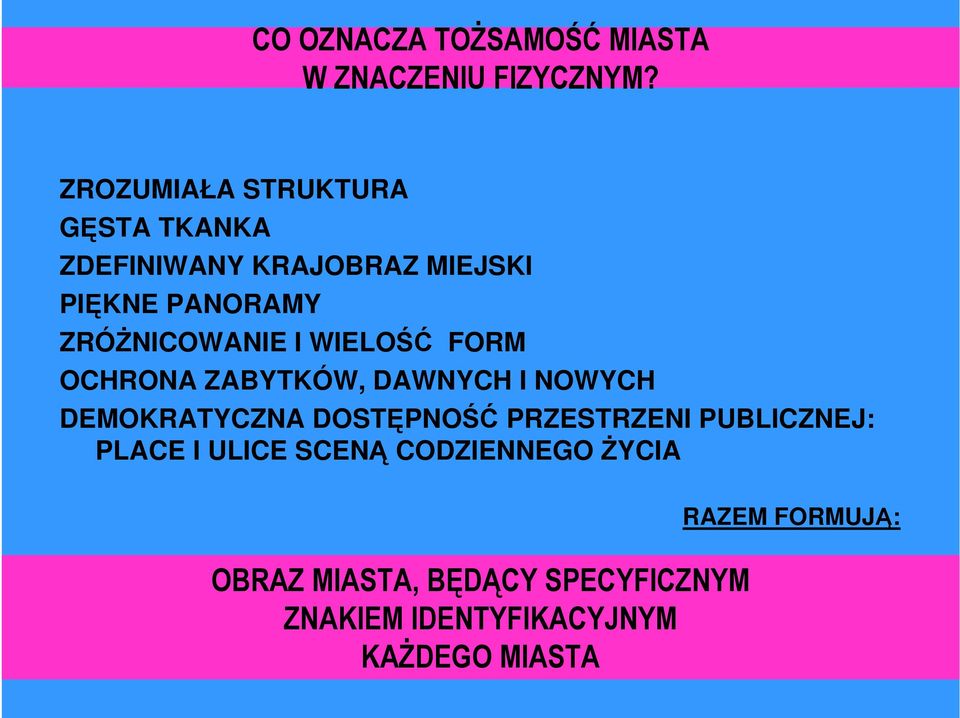 ZRÓśNICOWANIE I WIELOŚĆ FORM OCHRONA ZABYTKÓW, DAWNYCH I NOWYCH DEMOKRATYCZNA DOSTĘPNOŚĆ