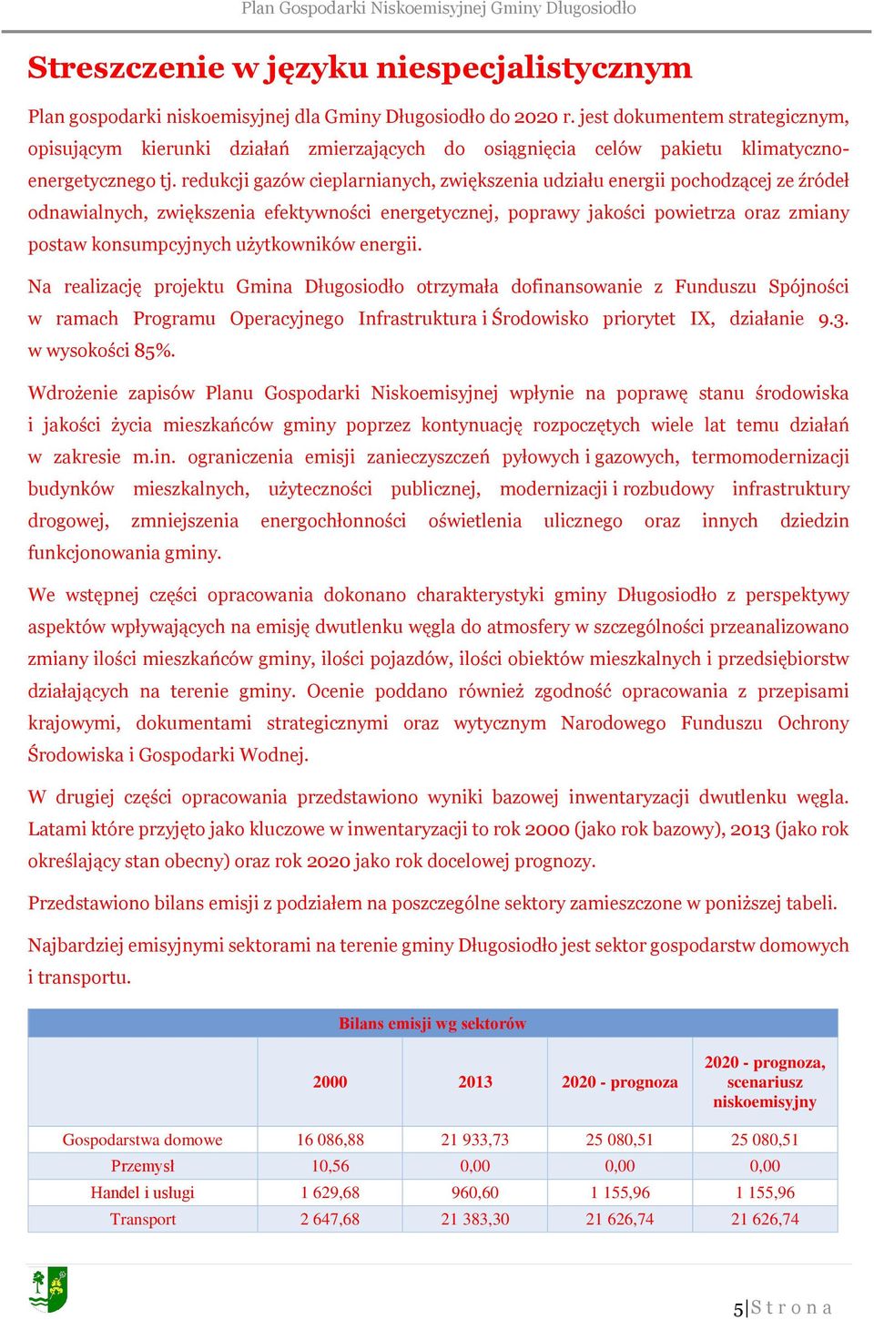 redukcji gazów cieplarnianych, zwiększenia udziału energii pochodzącej ze źródeł odnawialnych, zwiększenia efektywności energetycznej, poprawy jakości powietrza oraz zmiany postaw konsumpcyjnych