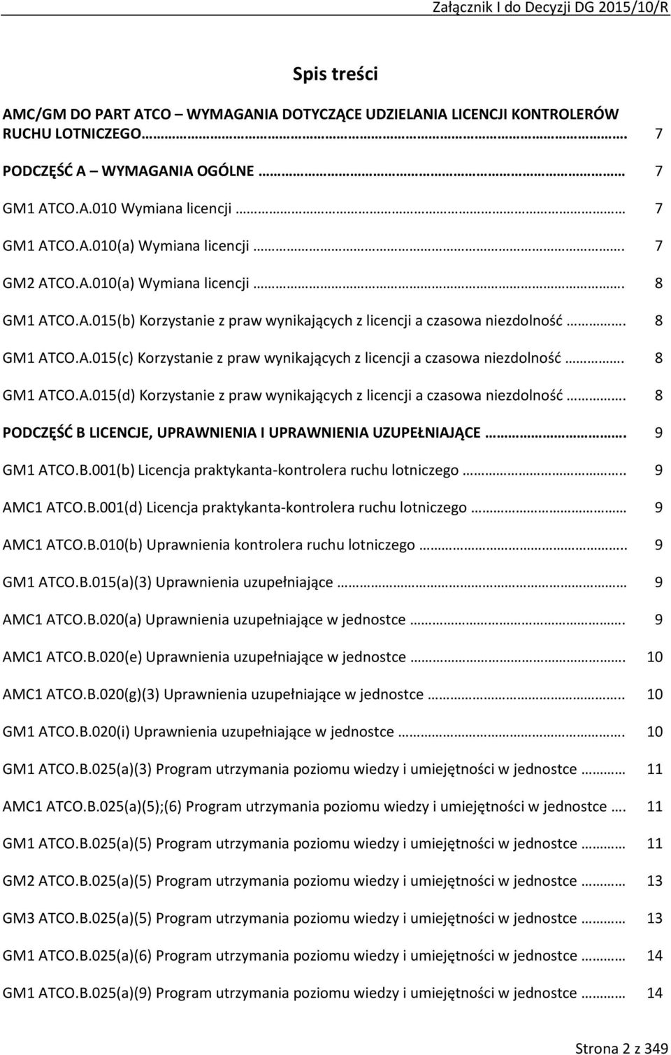 GM1 ATCO.A.015(d) Korzystanie z praw wynikających z licencji a czasowa niezdolność. PODCZĘŚĆ B LICENCJE, UPRANIENIA I UPRANIENIA UZUPEŁNIAJĄCE. GM1 ATCO.B.001(b) Licencja praktykanta-kontrolera ruchu lotniczego.