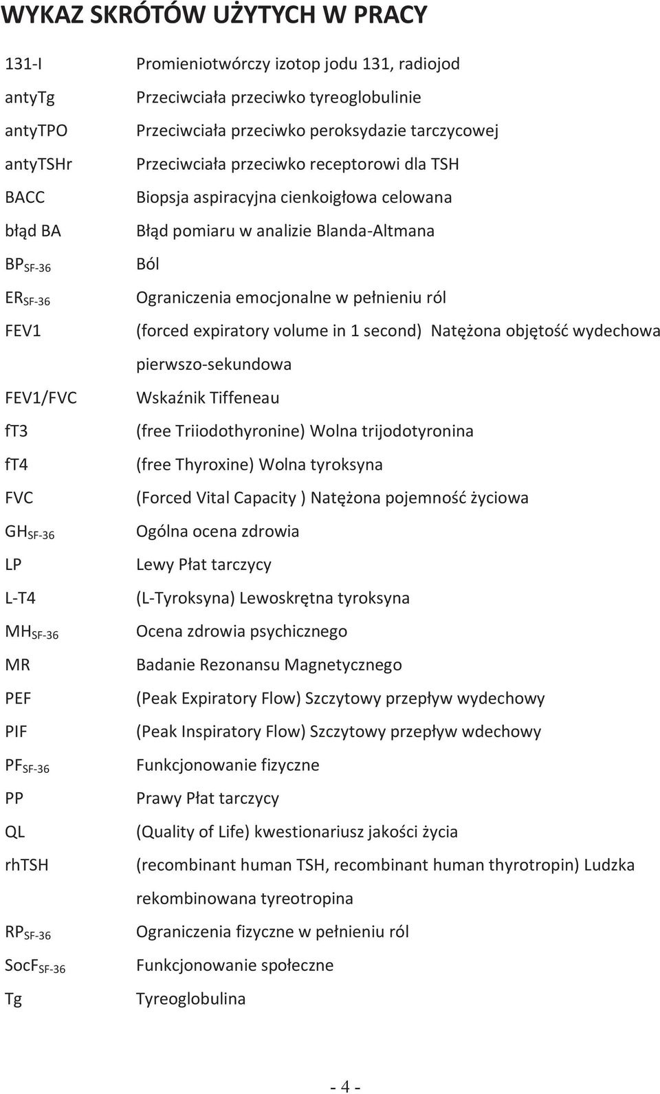 cienkoigłowa celowana Błąd pomiaru w analizie Blanda-Altmana Ból Ograniczenia emocjonalne w pełnieniu ról (forced expiratory volume in 1 second) Natężona objętość wydechowa pierwszo-sekundowa