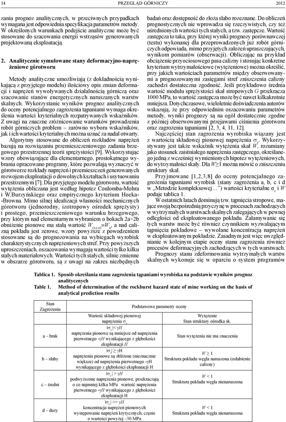 Analitycznie symulowane stany deformacyjno-naprężeniowe górotworu Metody analityczne umożliwiają (z dokładnością wynikającą z przyjętego modelu) ilościowy opis zmian deformacji i naprężeń