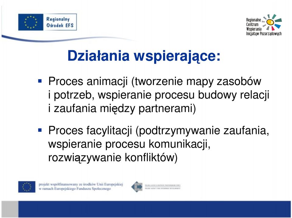 zaufania między partnerami) Proces facylitacji