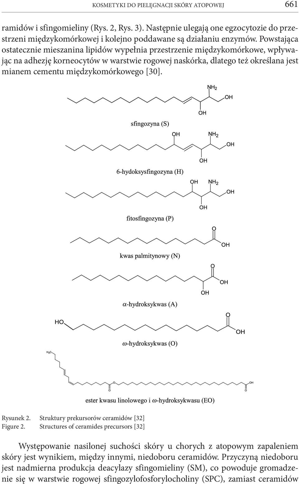 międzykomórkowego [30]. Rysunek 2. Struktury prekursorów ceramidów [32] Figure 2.