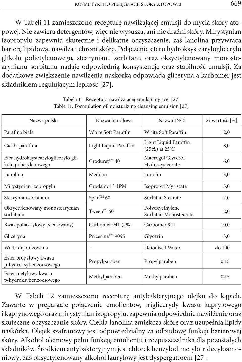 Połączenie eteru hydroksystearyloglicerylo glikolu polietylenowego, stearynianu sorbitanu oraz oksyetylenowany monostearynianu sorbitanu nadaje odpowiednią konsystencję oraz stabilność emulsji.