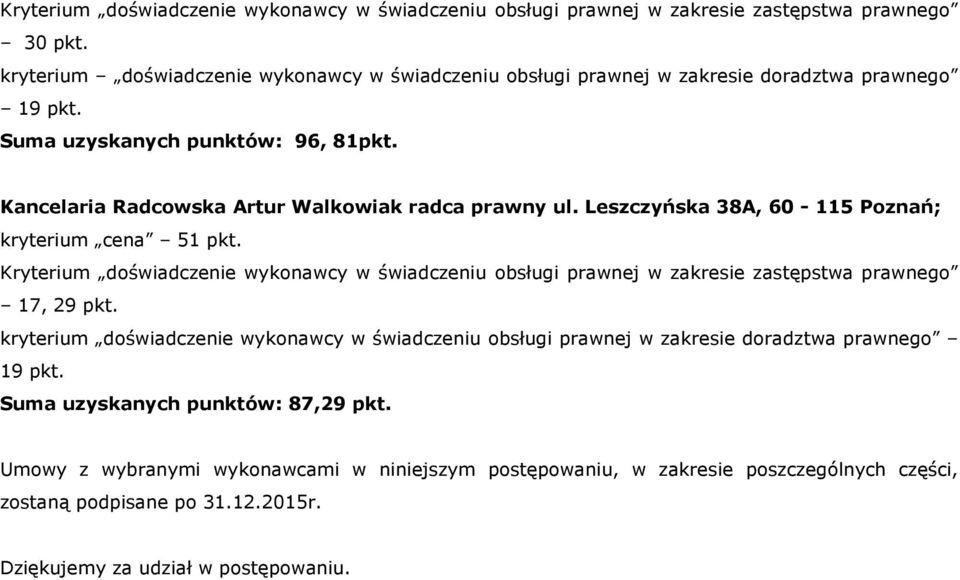 Suma uzyskanych punktów: 87,29 pkt.