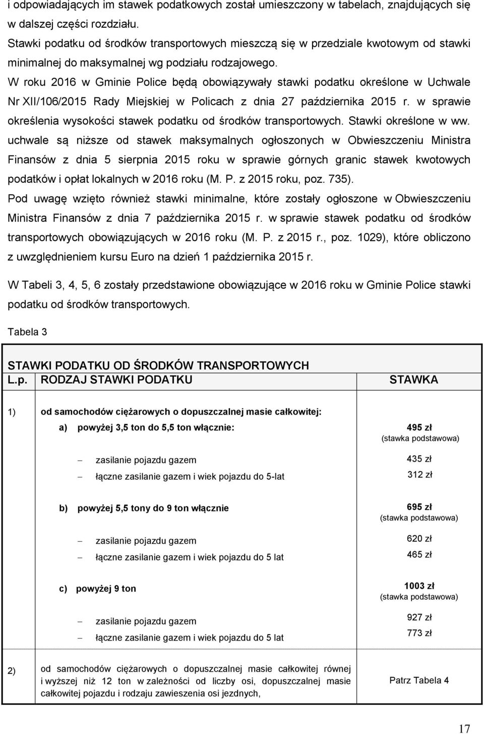 W roku 2016 w Gminie Police będą obowiązywały stawki podatku określone w Uchwale Nr XII/106/2015 Rady Miejskiej w Policach z dnia 27 października 2015 r.