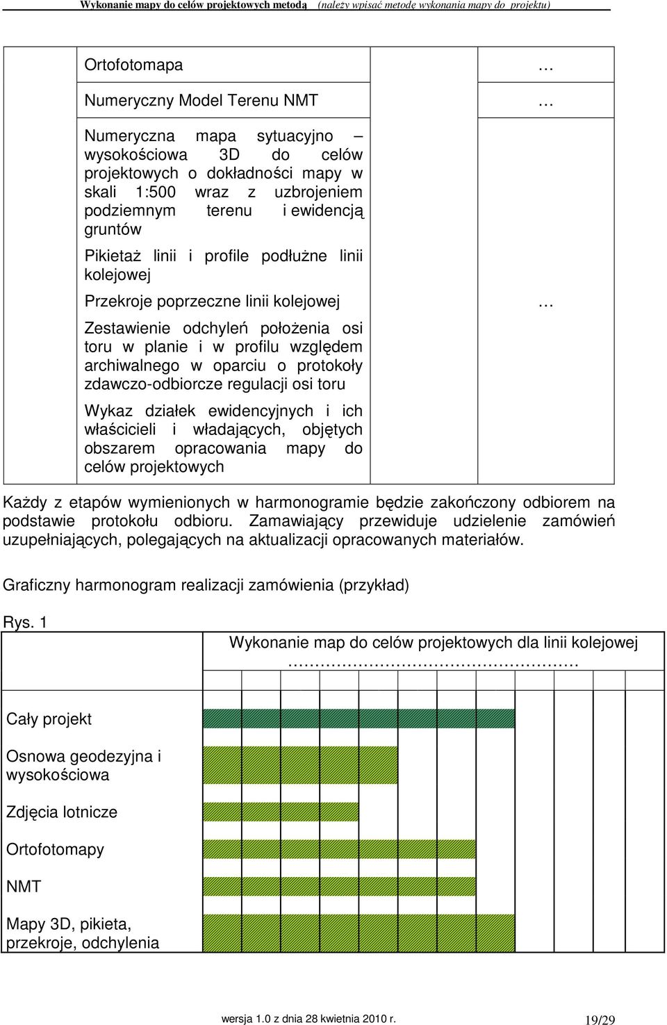 zdawczo-odbiorcze regulacji osi toru Wykaz działek ewidencyjnych i ich właścicieli i władających, objętych obszarem opracowania mapy do celów projektowych KaŜdy z etapów wymienionych w harmonogramie