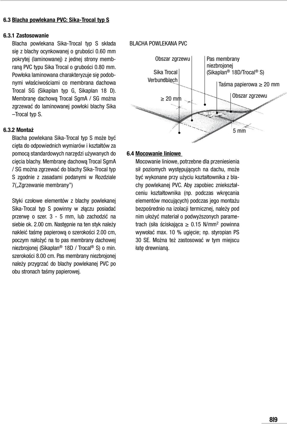 Powłoka laminowana charakteryzuje się podobnymi właściwościami co membrana dachowa Trocal SG (Sikaplan typ G, Sikaplan 8 D).