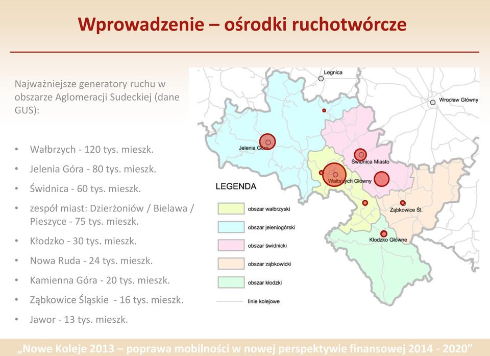 mieszk. Kłodzko - 30 tys. mieszk. Nowa Ruda - 24 tys. mieszk. Kamienna Góra - 20 tys. mieszk. Ząbkowice Śląskie - 16 tys.