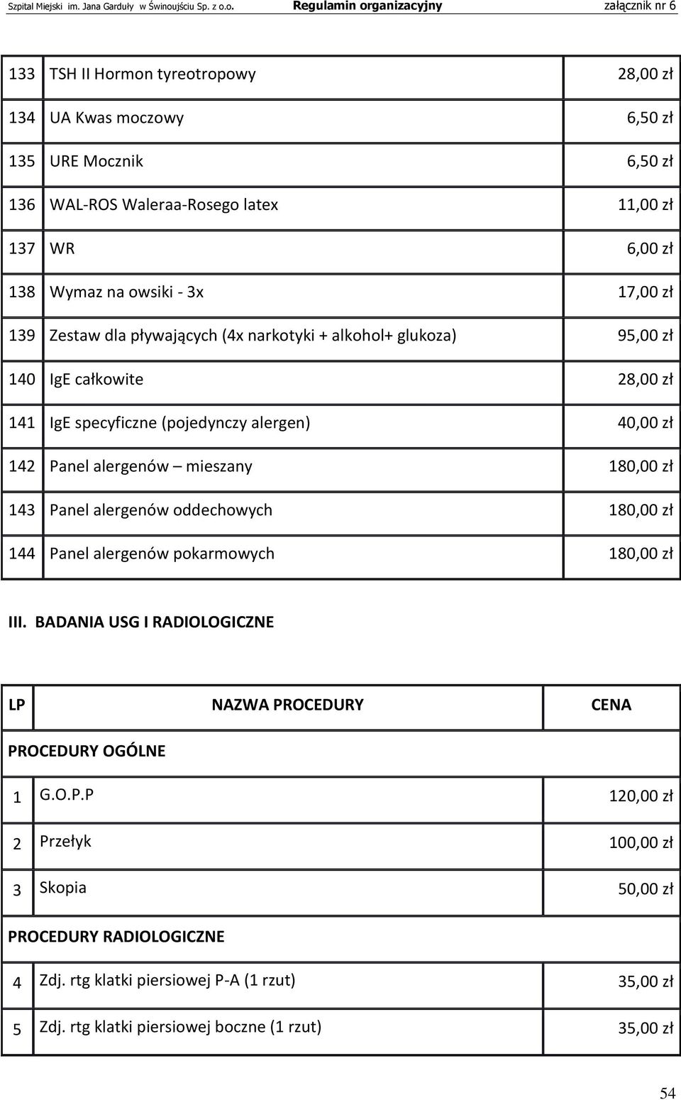 mieszany 180,00 zł 143 Panel alergenów oddechowych 180,00 zł 144 Panel alergenów pokarmowych 180,00 zł III.