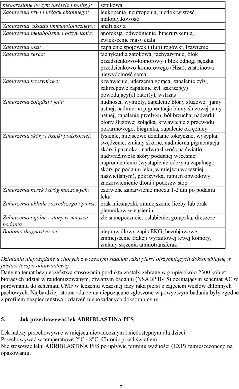 tachyarytmie, blok przedsionkowo-komorowy i blok odnogi pęczka przedsionkowo-komorowego (Hisa), zastoinowa niewydolność serca Zaburzenia naczyniowe: krwawienie, uderzenia gorąca, zapalenie żyły,