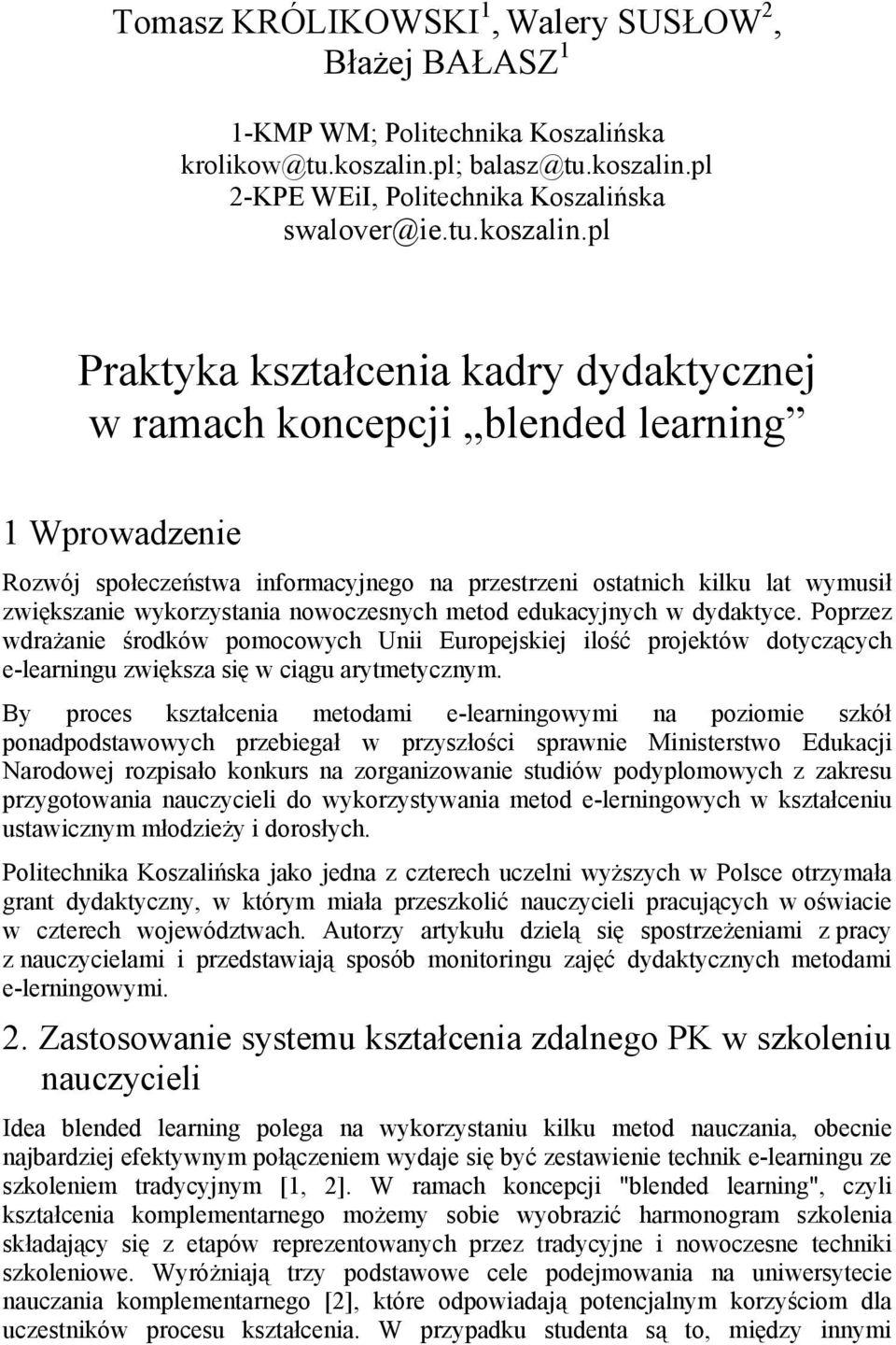 pl 2-KPE WEiI, Politechnika Koszalińska swalover@ie.tu.koszalin.