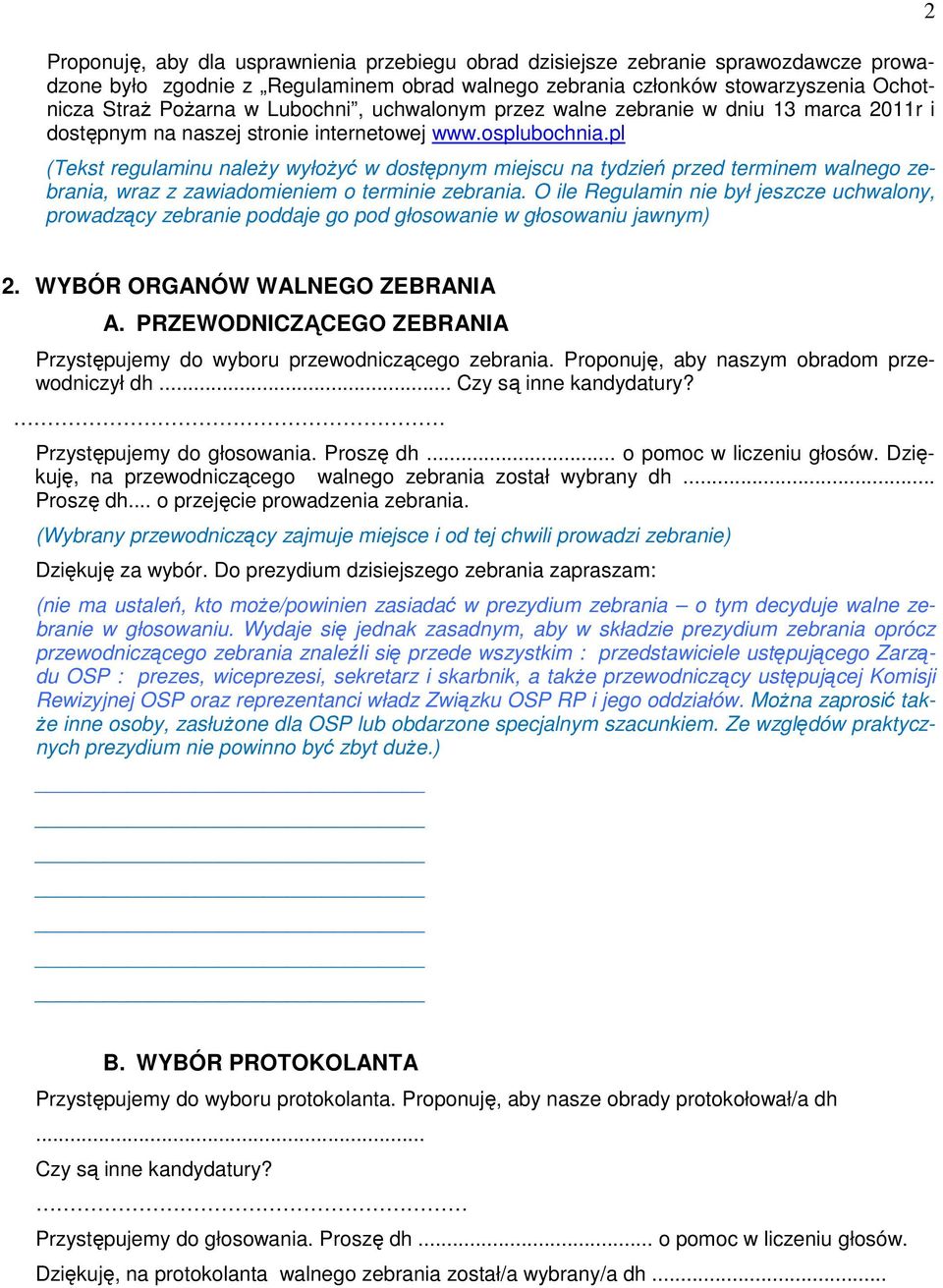 pl (Tekst regulaminu należy wyłożyć w dostępnym miejscu na tydzień przed terminem walnego zebrania, wraz z zawiadomieniem o terminie zebrania.