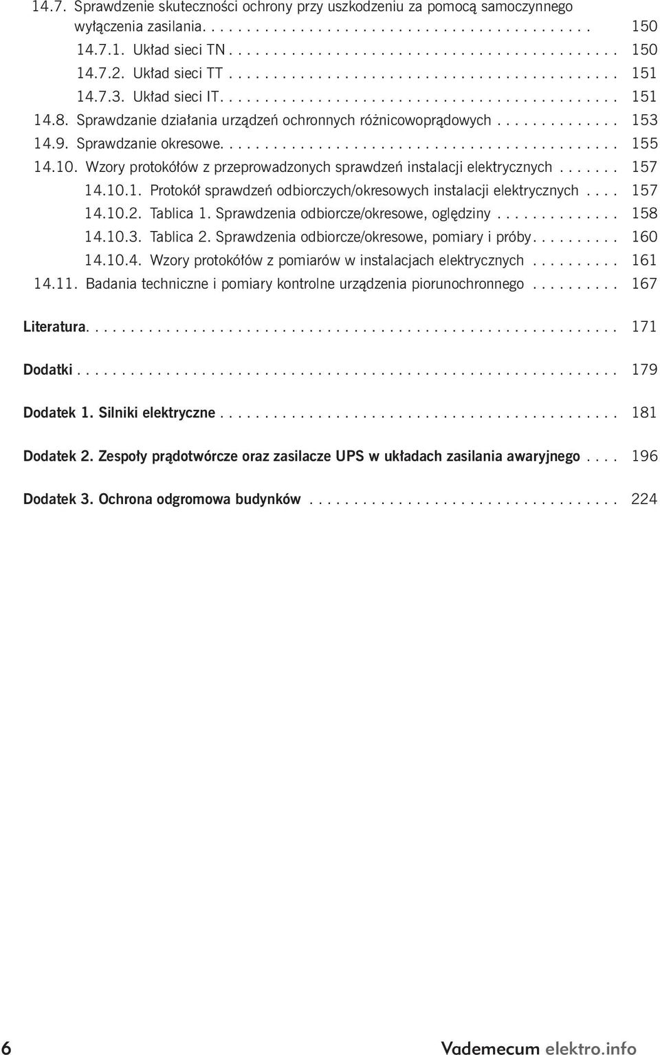 Sprawdzanie działania urządzeń ochronnych różnicowoprądowych.............. 153 14.9. Sprawdzanie okresowe............................................. 155 14.10.