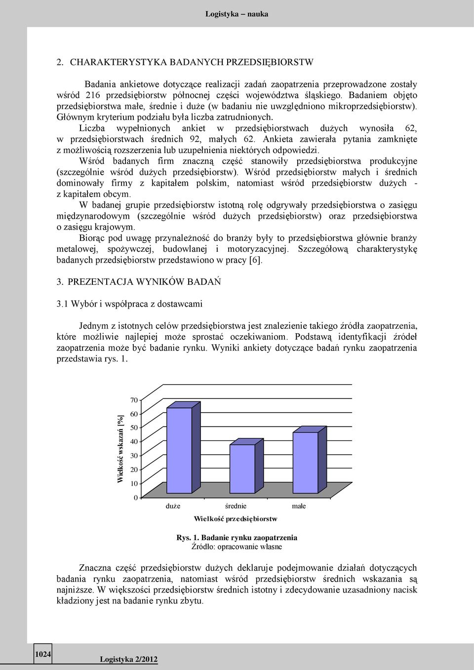 Badaniem objęto przedsiębiorstwa małe, średnie i duże (w badaniu nie uwzględniono mikroprzedsiębiorstw). Głównym kryterium podziału była liczba zatrudnionych.