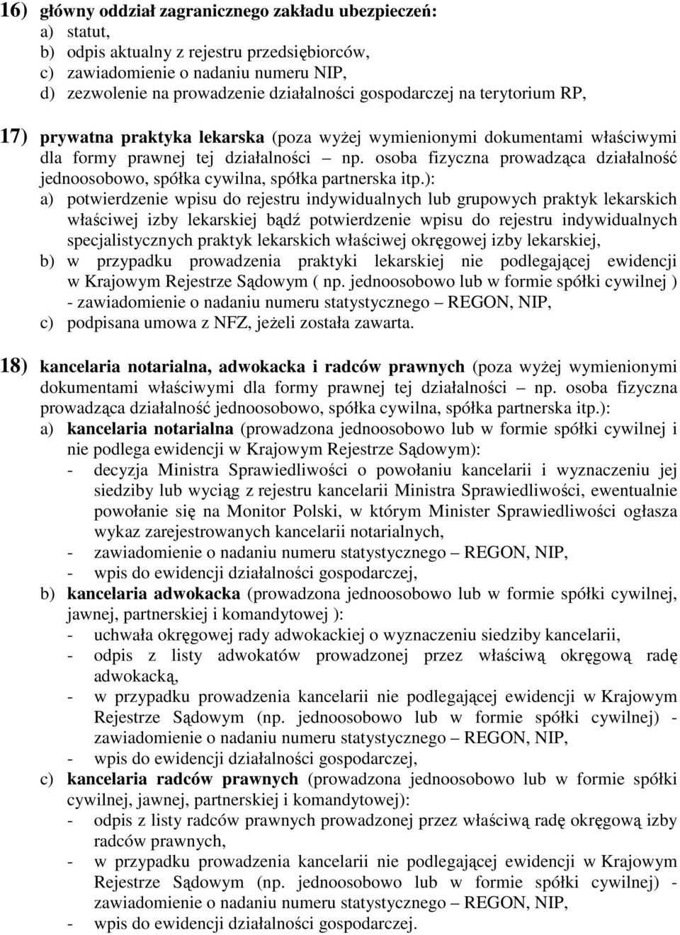 ): a) potwierdzenie wpisu do rejestru indywidualnych lub grupowych praktyk lekarskich właściwej izby lekarskiej bądź potwierdzenie wpisu do rejestru indywidualnych specjalistycznych praktyk