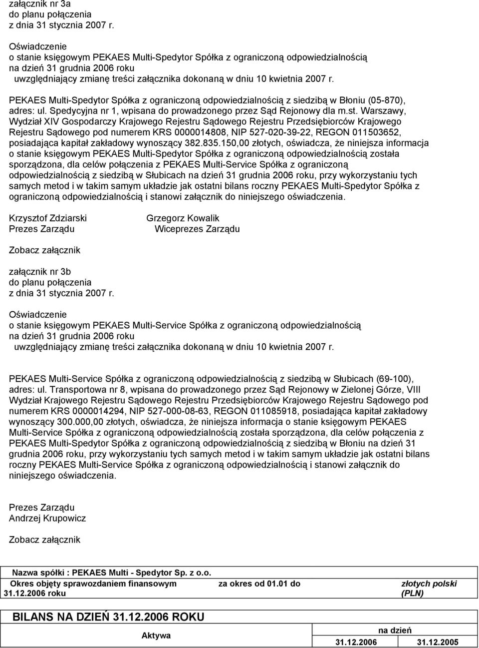 Warszawy, Wydział XIV Gospodarczy Krajowego Rejestru Sądowego Rejestru Przedsiębiorców Krajowego Rejestru Sądowego pod numerem KRS 0000014808, NIP 527-020-39-22, REGON 011503652, posiadająca kapitał