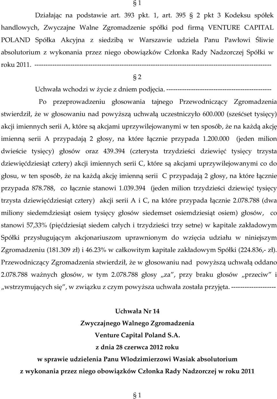 absolutorium z wykonania przez niego obowiązków Członka Rady Nadzorczej Spółki w roku 2011.