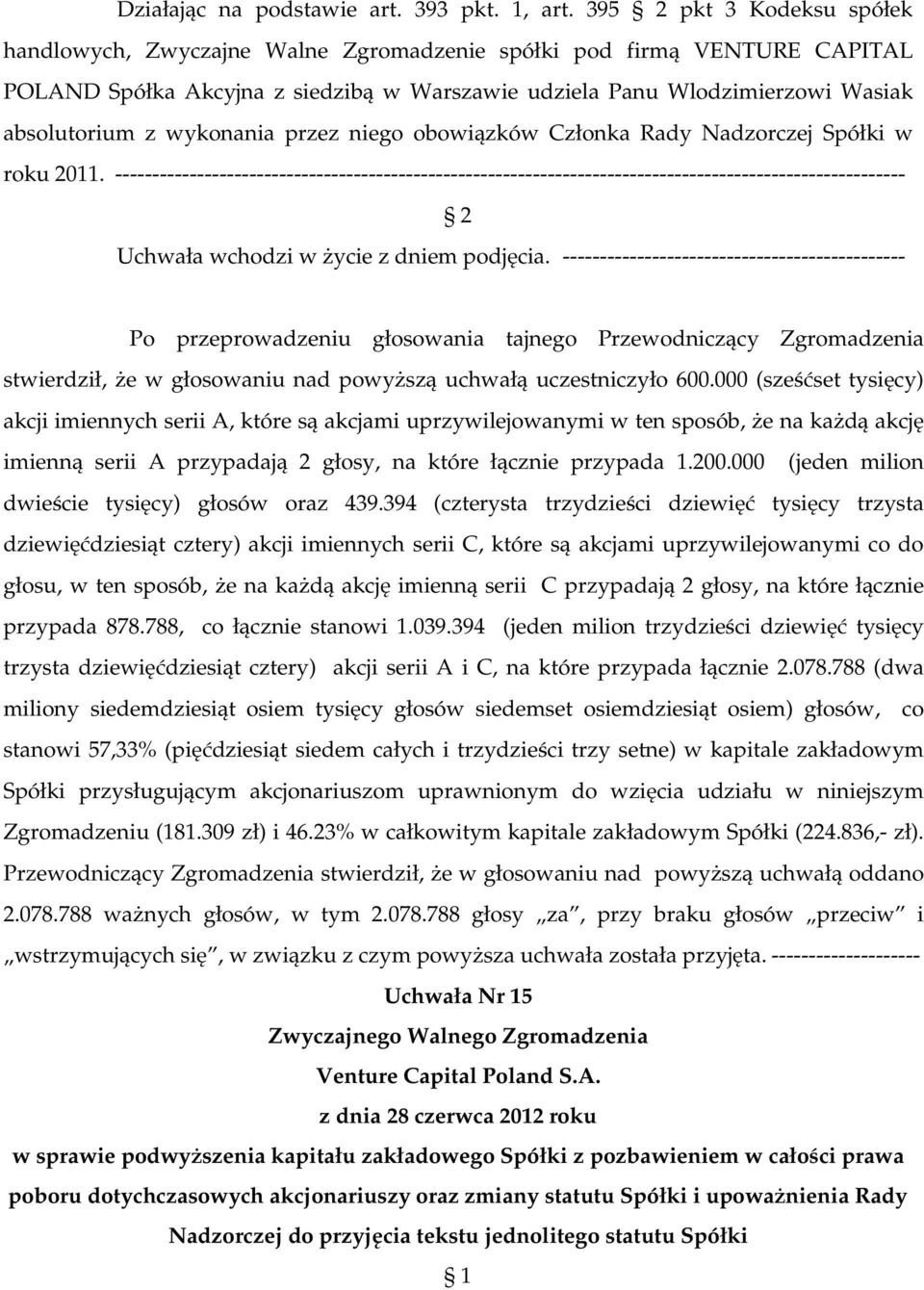 wykonania przez niego obowiązków Członka Rady Nadzorczej Spółki w roku 2011.