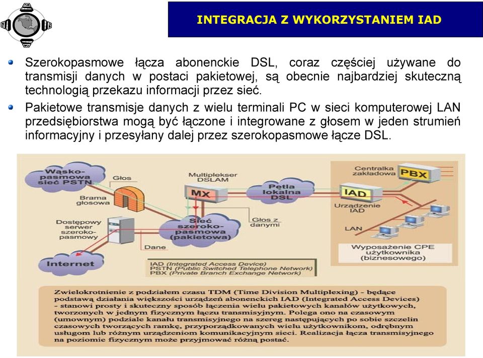 Pakietowe transmisje danych z wielu terminali PC w sieci komputerowej LAN przedsiębiorstwa mogą być