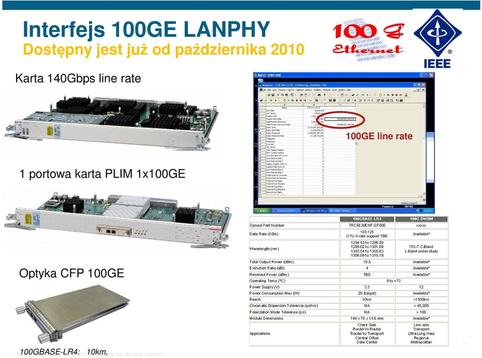 rate 100GE line rate 1 portowa karta PLIM