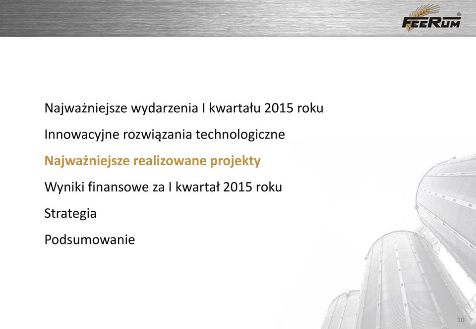 Najważniejsze realizowane projekty Wyniki