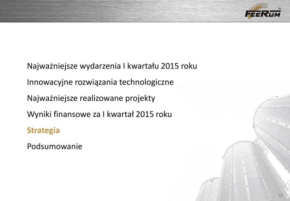 Najważniejsze realizowane projekty Wyniki