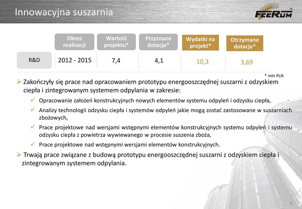 technologii odzysku ciepła i systemów odpyleń jakie mogą zostać zastosowane w suszarniach zbożowych, Prace projektowe nad wersjami wstępnymi elementów konstrukcyjnych systemu odpyleń i systemu