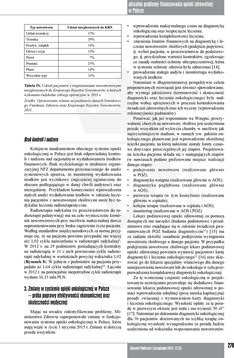 Źródło: Opracowanie własne na podstawie danych Narodowego Funduszu Zdrowia oraz Krajowego Rejestru Nowotworów, 2011.