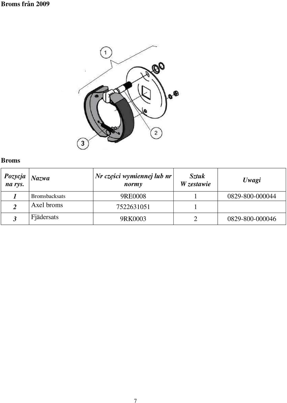 Bromsbacksats 9RE0008 1 0829-800-000044 2