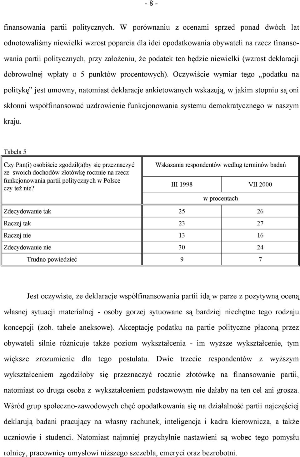 niewielki (wzrost deklaracji dobrowolnej wpłaty o 5 punktów procentowych).