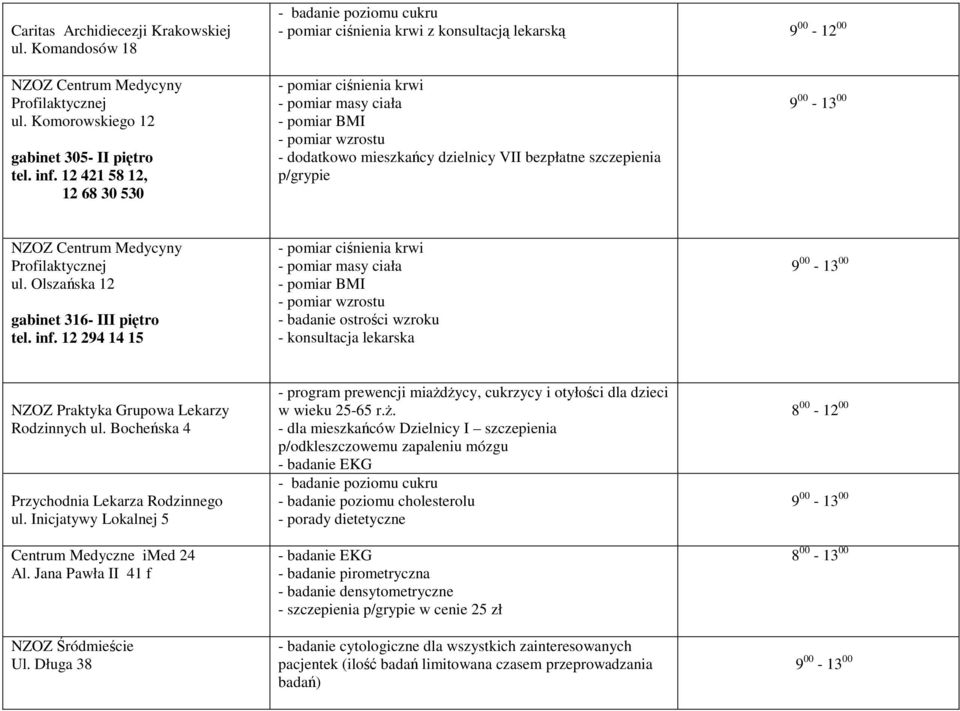 Olszańska 12 gabinet 316- III piętro tel. inf.