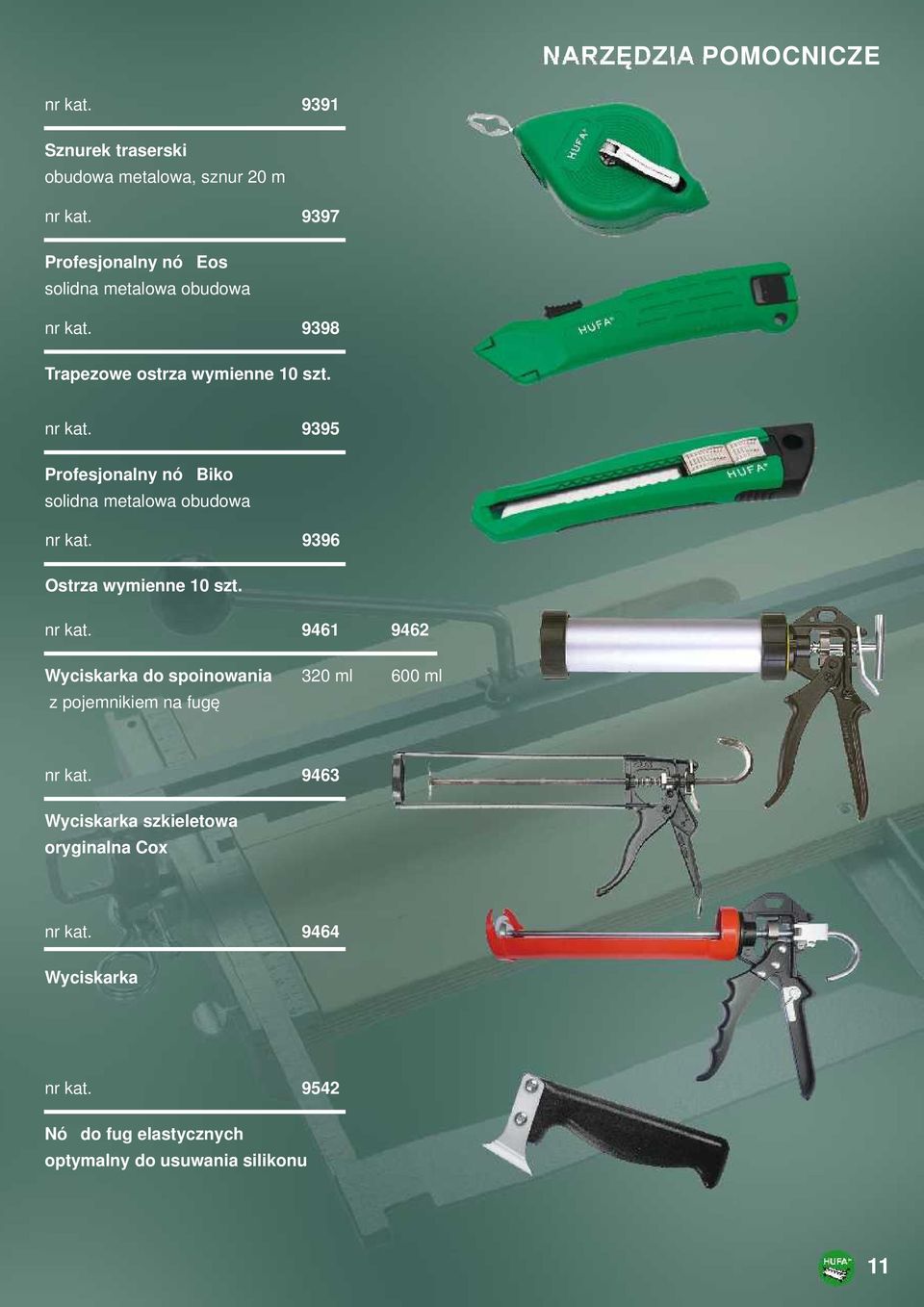 9395 Profesjonalny nóż Biko solidna metalowa obudowa 9396 Ostrza wymienne 10 szt.