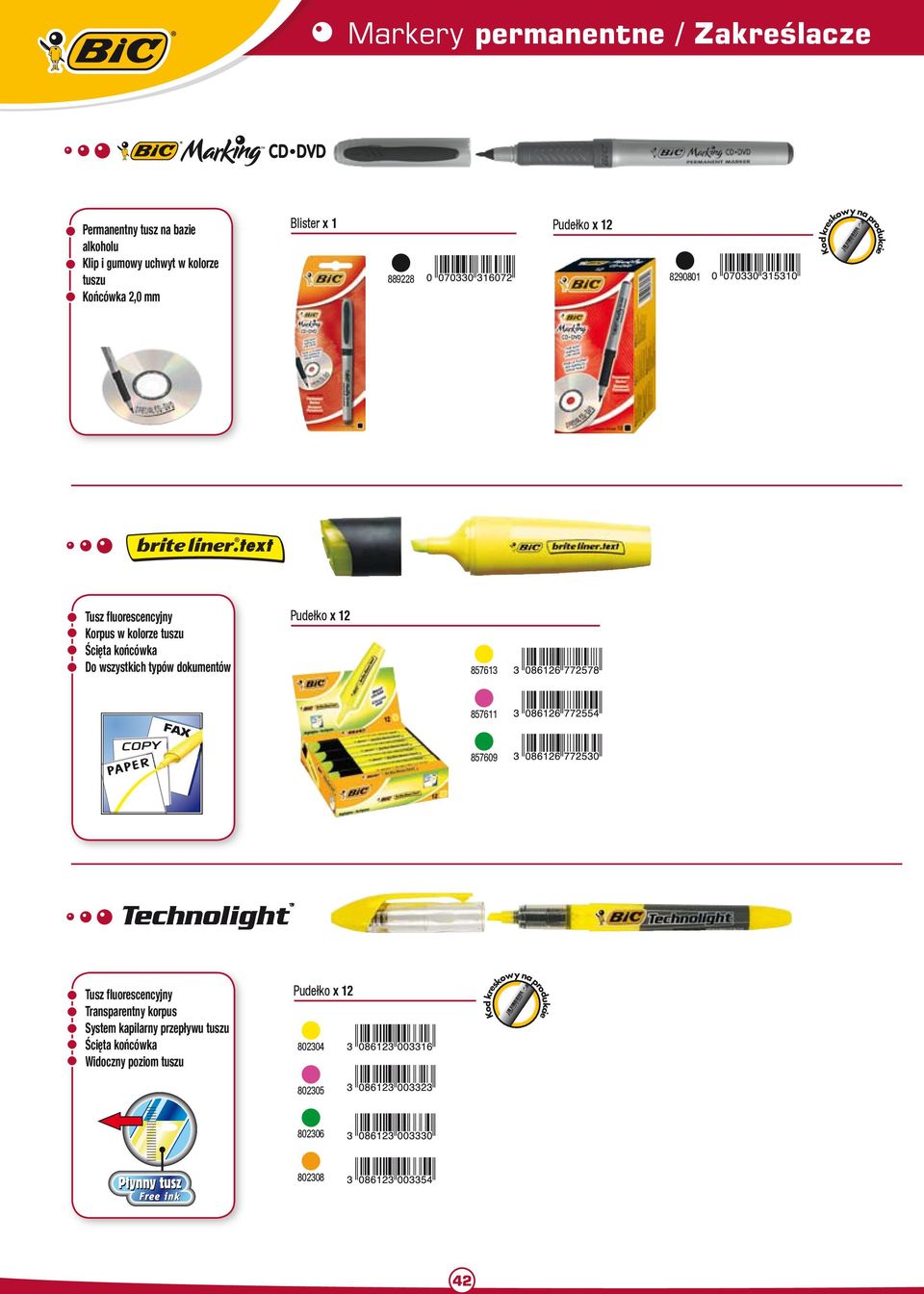 wszystkich typów dokumentów 85763 8576 857609 Tusz fluorescencyjny Transparentny korpus System