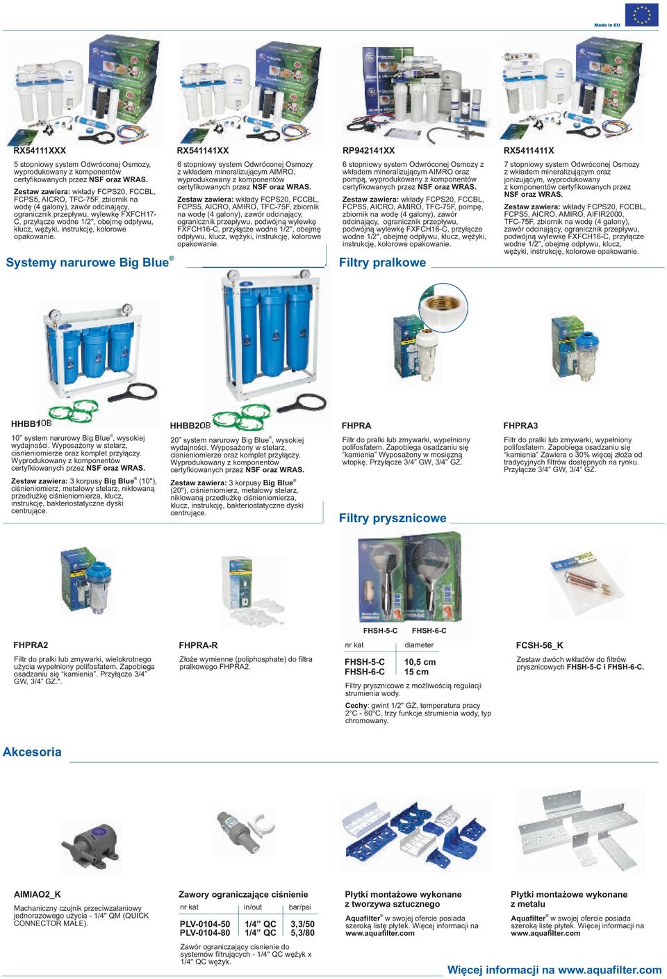 wężyki, instrukcję, kolorowe Systemy narurowe Big Blue RX541141XX 6 stopniowy system Odwróconej Osmozy z wkładem mineralizującym AIMRO, wyprodukowany z komponentów certyfikowanych przez NSF oraz WRAS.