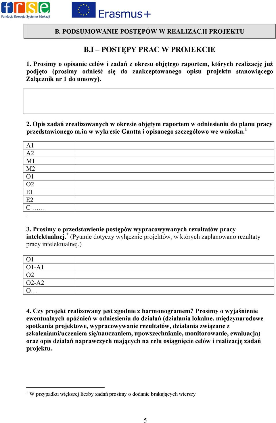 Opis zadań zrealizowanych w okresie objętym raportem w odniesieniu do planu pracy przedstawionego m.in w wykresie Gantta i opisanego szczegółowo we wniosku. 1 A1 A2 M1 M2 O1 O2 E1 E2 C. 3.