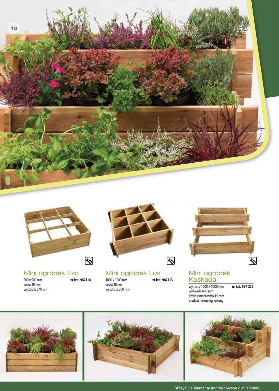 987113 deska 20 mm wysokość 300 mm Mini ogródek Kaskada wymiary 1000 x 1000 mm