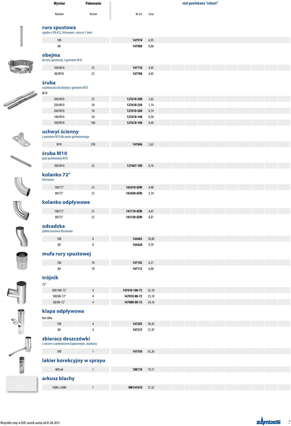 obejmy z gwintem M10 M10 300/M10 25 127610-300 1,62 250/M10 50 127610-250 1,14 200/M10 50 127610-200 0,74 140/M10 50 127610-140 0,50 100/M10 100 127610-100 0,40 uchwyt ścienny z gwintem M10 dla pretu